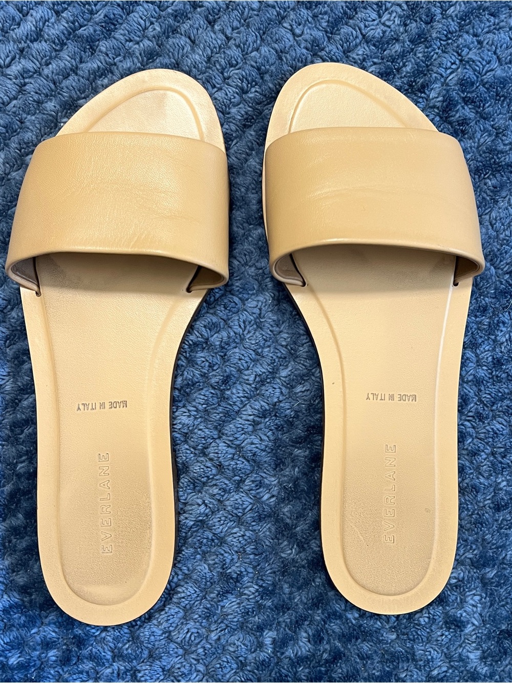 Everlane Beige/Tan Wide Strap Slide Sandals